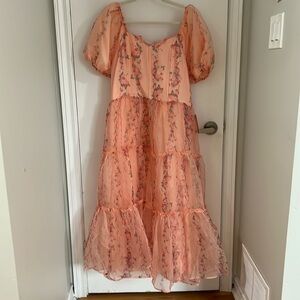 Ever after Floral pattern midi puff dress